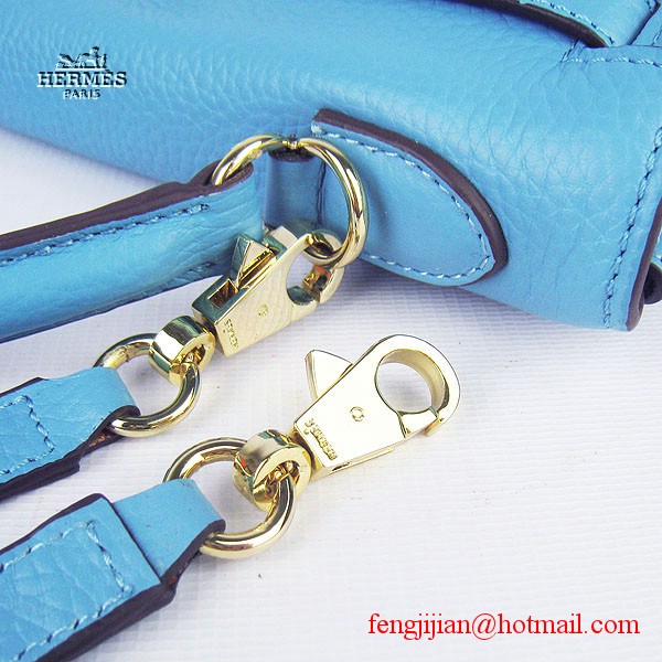 Hermes Kelly 32cm Togo Leather Bag Light Blue 6108 Gold Hardware